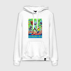 Толстовка-худи хлопковая женская Rick and Morty among the monsters - ai art, цвет: белый