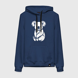 Толстовка-худи хлопковая женская Коала в стиле минимализм, цвет: тёмно-синий