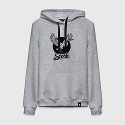 Толстовка-худи хлопковая женская Аист в круге, цвет: меланж