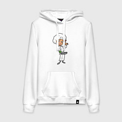 Толстовка-худи хлопковая женская Девушка повар, цвет: белый