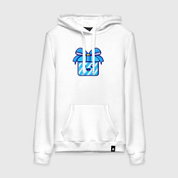 Толстовка-худи хлопковая женская Весёлый подарочек, цвет: белый