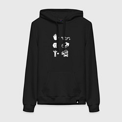 Толстовка-худи хлопковая женская Руки в масле - я люблю автомобили, цвет: черный