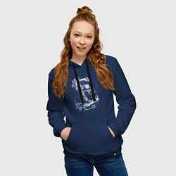 Толстовка-худи хлопковая женская Тодзи Фушигуро - цепи, цвет: тёмно-синий — фото 2