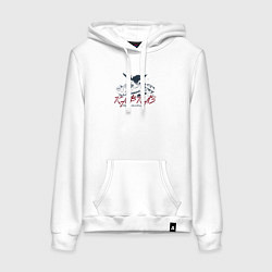 Толстовка-худи хлопковая женская Кавказ Вершины вдохновения, цвет: белый