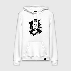 Толстовка-худи хлопковая женская Анджелина Джоли в стиле стрит-арт, цвет: белый