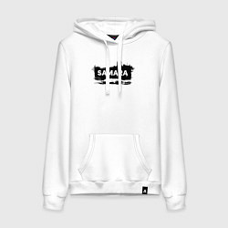 Толстовка-худи хлопковая женская Самара в стиле граффити, цвет: белый