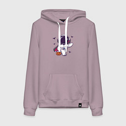 Толстовка-худи хлопковая женская Космонавт с конфетками, цвет: сиреневый