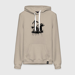 Толстовка-худи хлопковая женская Медведь и нефть, цвет: миндальный