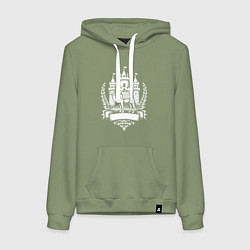 Толстовка-худи хлопковая женская Замок и верблюд Челябинск, цвет: авокадо