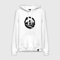 Толстовка-худи хлопковая женская Гора и храм в круге, цвет: белый