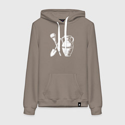 Толстовка-худи хлопковая женская Археологический этюд, цвет: утренний латте