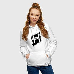 Толстовка-худи хлопковая женская Глитч-эффект хаос в пикселях, цвет: белый — фото 2