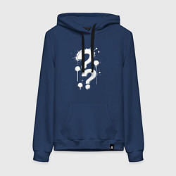 Толстовка-худи хлопковая женская Два вопроса, цвет: тёмно-синий