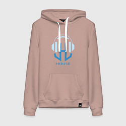 Толстовка-худи хлопковая женская Логотип House Music, цвет: пыльно-розовый