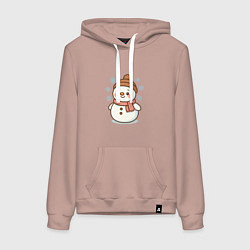 Толстовка-худи хлопковая женская Милый маленький снеговик, цвет: пыльно-розовый