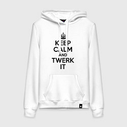 Толстовка-худи хлопковая женская Keep Calm & Twerk it, цвет: белый