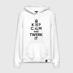 Толстовка-худи хлопковая женская Keep Calm & Twerk it, цвет: белый