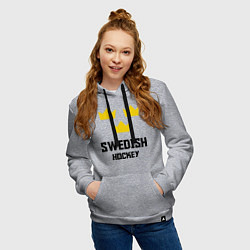 Толстовка-худи хлопковая женская Swedish Hockey, цвет: меланж — фото 2