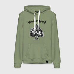 Толстовка-худи хлопковая женская Motorhead: Ace of spades, цвет: авокадо