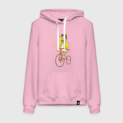 Толстовка-худи хлопковая женская Фредди на велосипеде, цвет: светло-розовый