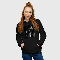 Толстовка-худи хлопковая женская Justin Timberlake: portrait, цвет: черный — фото 2