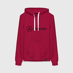 Толстовка-худи хлопковая женская Mercedes Logo, цвет: маджента