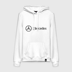 Толстовка-худи хлопковая женская Mercedes Logo, цвет: белый