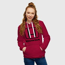 Толстовка-худи хлопковая женская Honda logo, цвет: маджента — фото 2