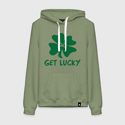 Толстовка-худи хлопковая женская Get lucky, цвет: авокадо