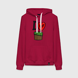 Толстовка-худи хлопковая женская I love Dilleron, цвет: маджента