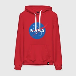 Толстовка-худи хлопковая женская NASA: Logo, цвет: красный