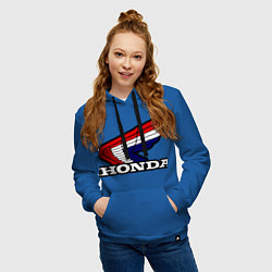 Толстовка-худи хлопковая женская Honda, цвет: синий — фото 2