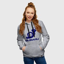 Толстовка-худи хлопковая женская Subaru, цвет: меланж — фото 2