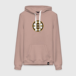 Толстовка-худи хлопковая женская Boston Bruins, цвет: пыльно-розовый