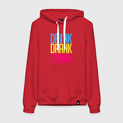 Толстовка-худи хлопковая женская Drink Drank Drunk, цвет: красный