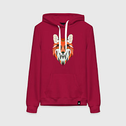 Толстовка-худи хлопковая женская Дизайнерская лиса, цвет: маджента