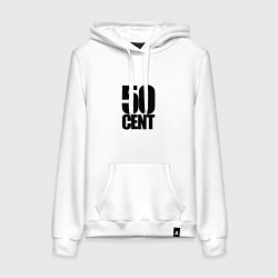 Толстовка-худи хлопковая женская 50 cent logo, цвет: белый