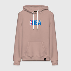 Толстовка-худи хлопковая женская NBA, цвет: пыльно-розовый