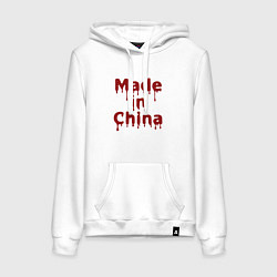 Толстовка-худи хлопковая женская Made In China, цвет: белый