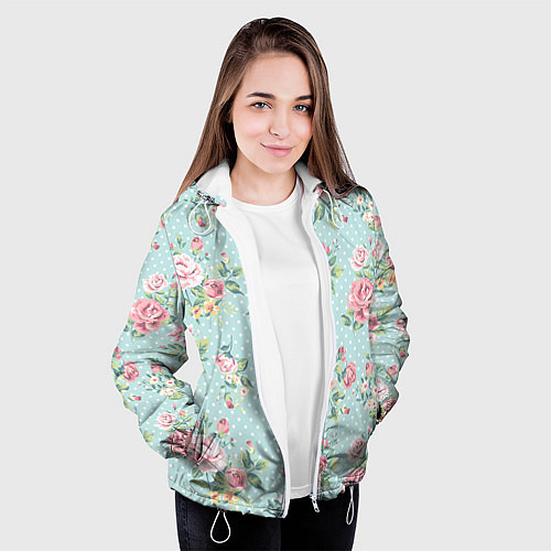 Женская куртка Цветы ретро 1 / 3D-Белый – фото 3