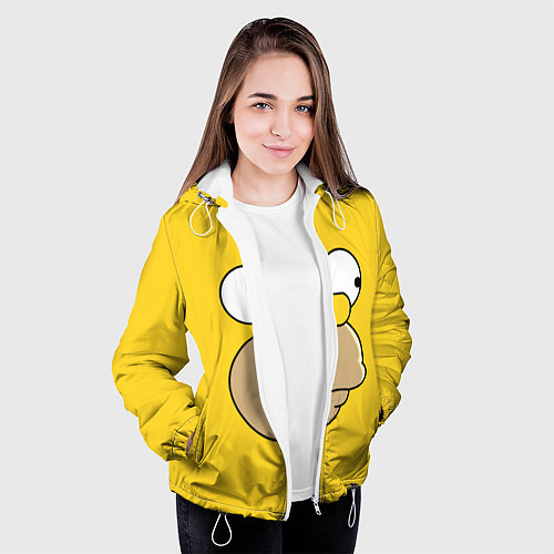 Женская куртка Лицо Гомера / 3D-Белый – фото 3