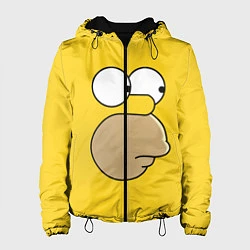 Куртка с капюшоном женская Лицо Гомера, цвет: 3D-черный