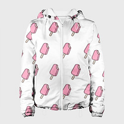 Куртка с капюшоном женская Мороженое розовое, цвет: 3D-белый