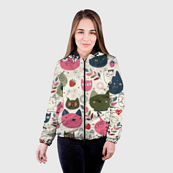 Куртка с капюшоном женская Радостные котики, цвет: 3D-черный — фото 2