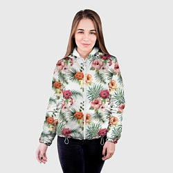 Куртка с капюшоном женская Цветы и бабочки 1, цвет: 3D-белый — фото 2