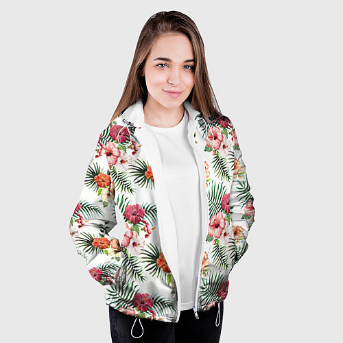 Женская куртка Цветы и бабочки 1 / 3D-Белый – фото 3