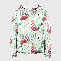 Куртка с капюшоном женская Цветы и бабочки 2, цвет: 3D-белый