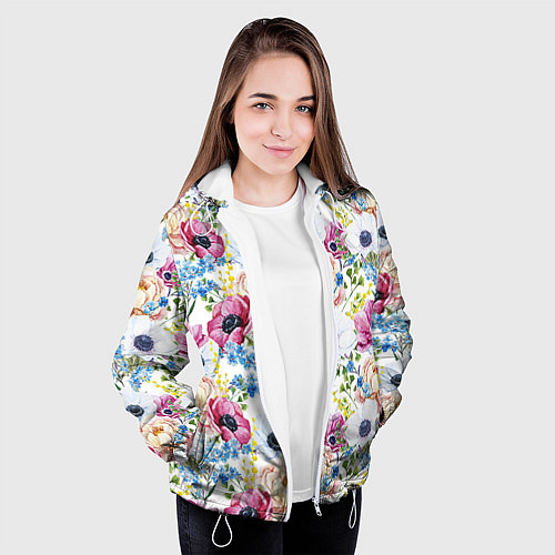 Женская куртка Цветы и бабочки 10 / 3D-Белый – фото 3