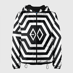 Куртка с капюшоном женская EXO Geometry цвета 3D-черный — фото 1