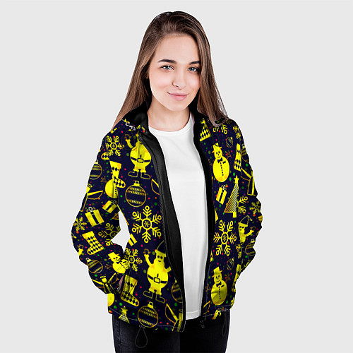 Женская куртка Новогодний / 3D-Черный – фото 3